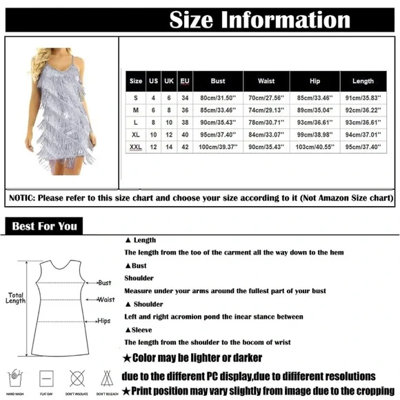 BNWOT - White Sequin Fringe Dress - Size 12/14 - Picture 3 of 5